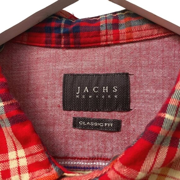 JACHS Mens Shirt Size Large 100% Cotton Red Plaid Long Sleeve Button up Utility - Picture 6 of 12